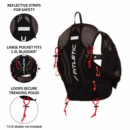 Fitletic HydRun Vest Trail and Hydration Pack | Black