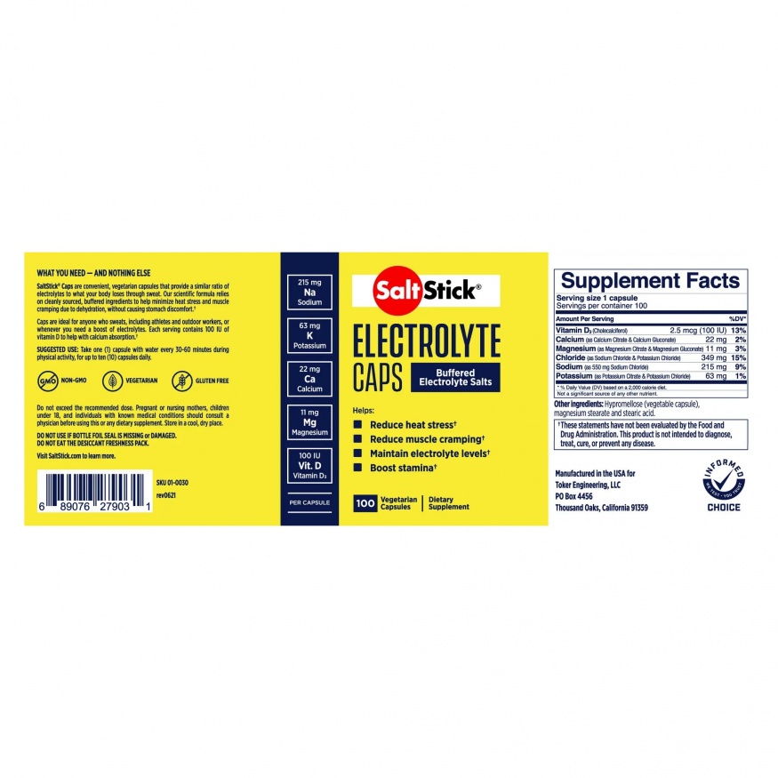 Saltstick Electrolyte Caps | 100 Caps Per Bottle - forrunnersbyrunners.com