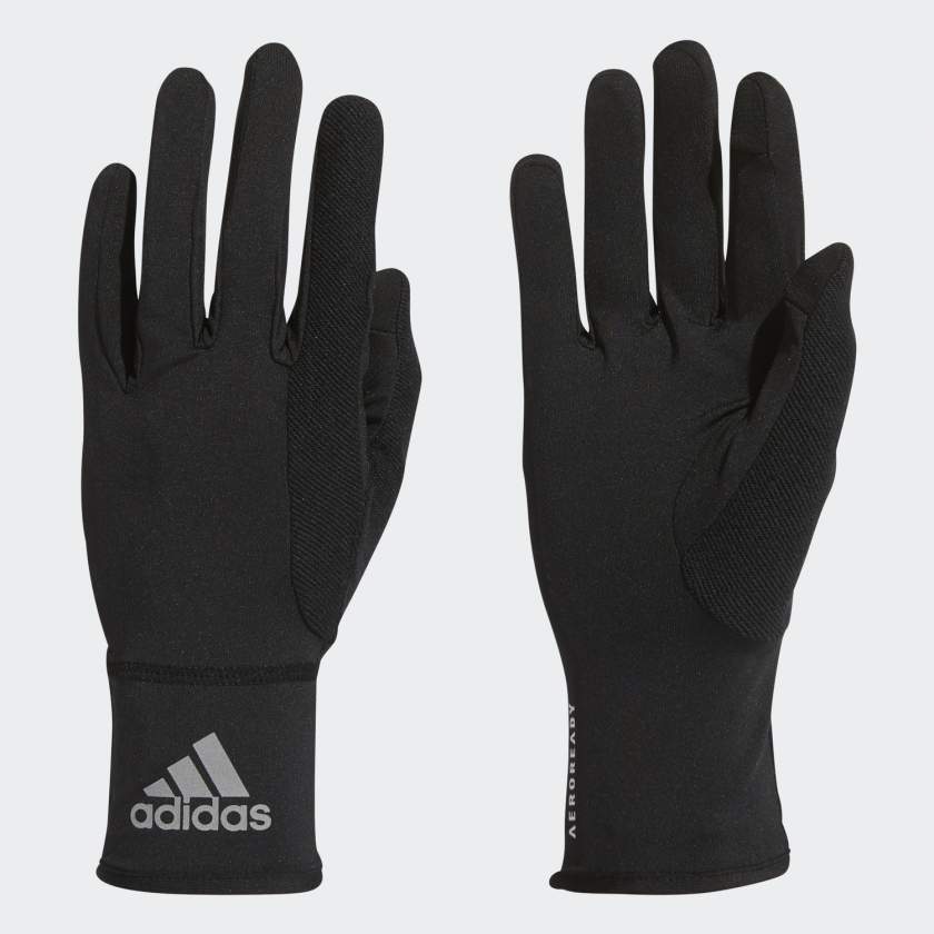 Adidas AeroReady Running Gloves | Black|Reflective Silver -  forrunnersbyrunners