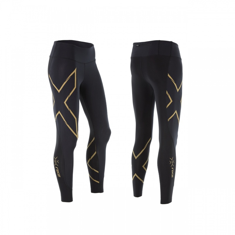 uren udvande spisekammer 2XU Elite MCS Compression Tight Womens | Black|Gold - forrunnersbyrunners